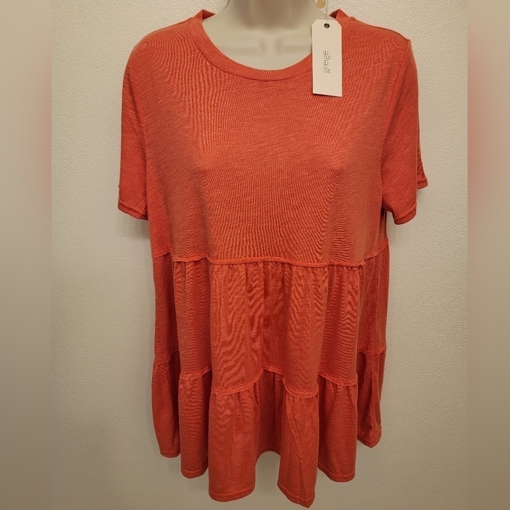 Greige Baby Doll Tiered Top